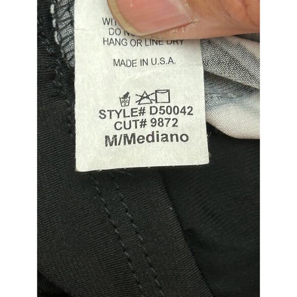 Women's Medium Long Black & White Maxi Dress Long Sleeve GUC Abstract - Picture 4 of 4